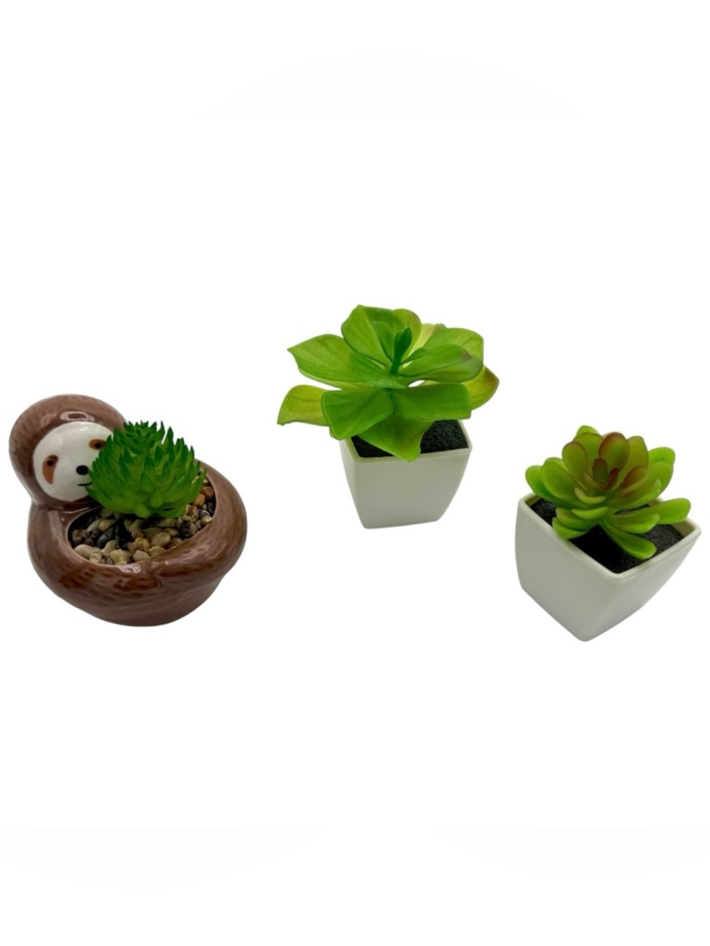 Mini Planters with Faux Succulents by Francesca  Sloth Ceramic
